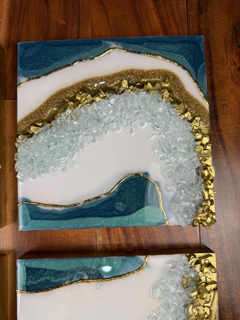 Elegant Resin Wall Décor with Stone Accents (Set of 6)-Wall Decor-BEESARI
