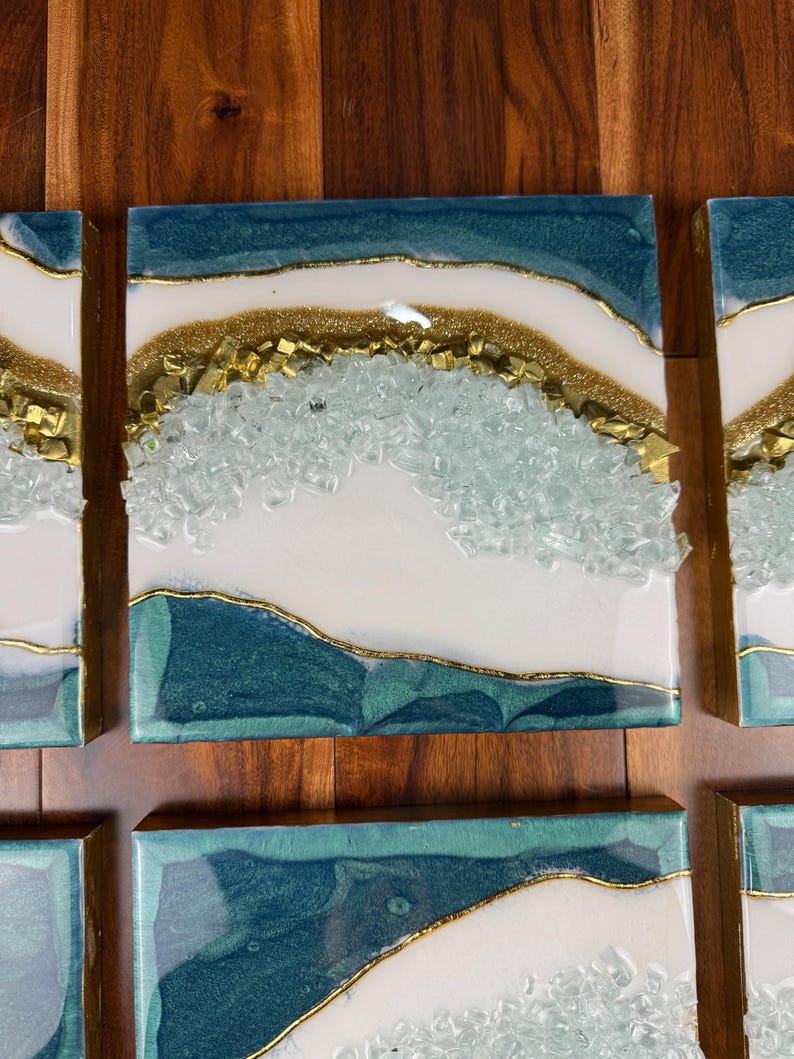 Elegant Resin Wall Décor with Stone Accents (Set of 6)-Wall Decor-BEESARI