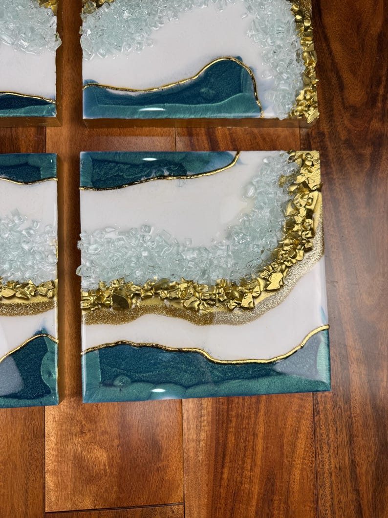 Elegant Resin Wall Décor with Stone Accents (Set of 6)-Wall Decor-BEESARI