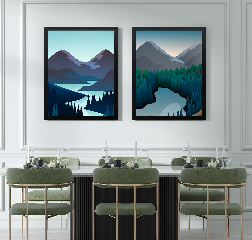 Beautiful Abstract Mountains Art (2 Panel) Nature Wall Art