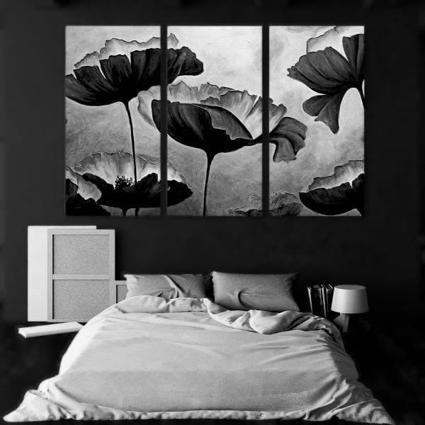 Blossoming Poppy Watercolor (3 Panel) Floral Wall Art