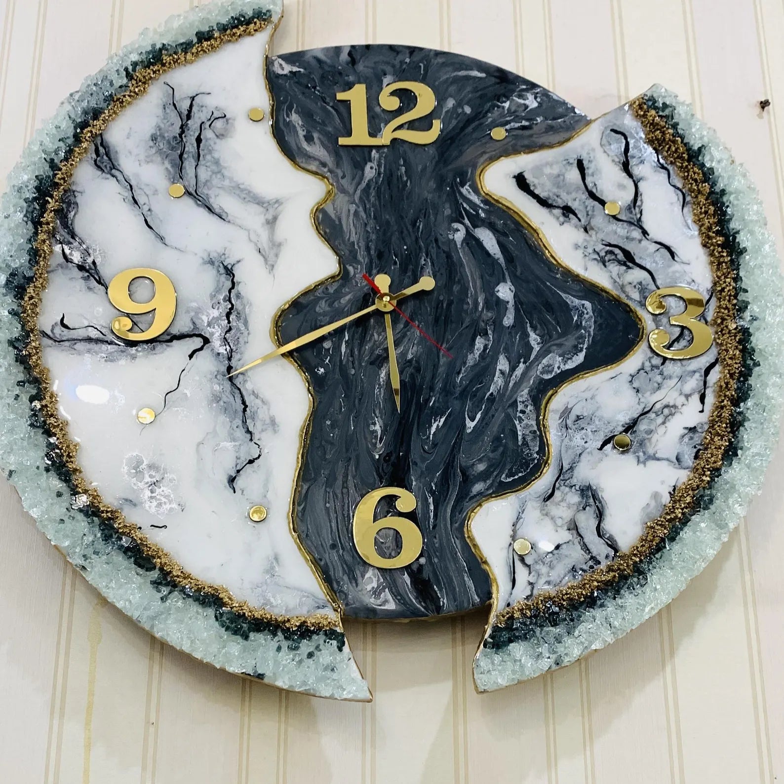 3D Wall Clock – Premium Epoxy Resin Art, Large Handmade Wall Clock, Unique Luxury Home Décor, Living Room Wall Art, Housewarming Gift, Decorative Luxury Wall Clock-Wall Clock-BEESARI