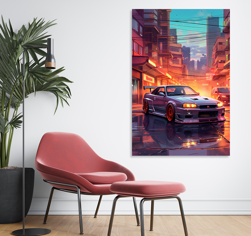 Abstract Artwork Of A Car With Aesthetic Background (Single Panel) Car