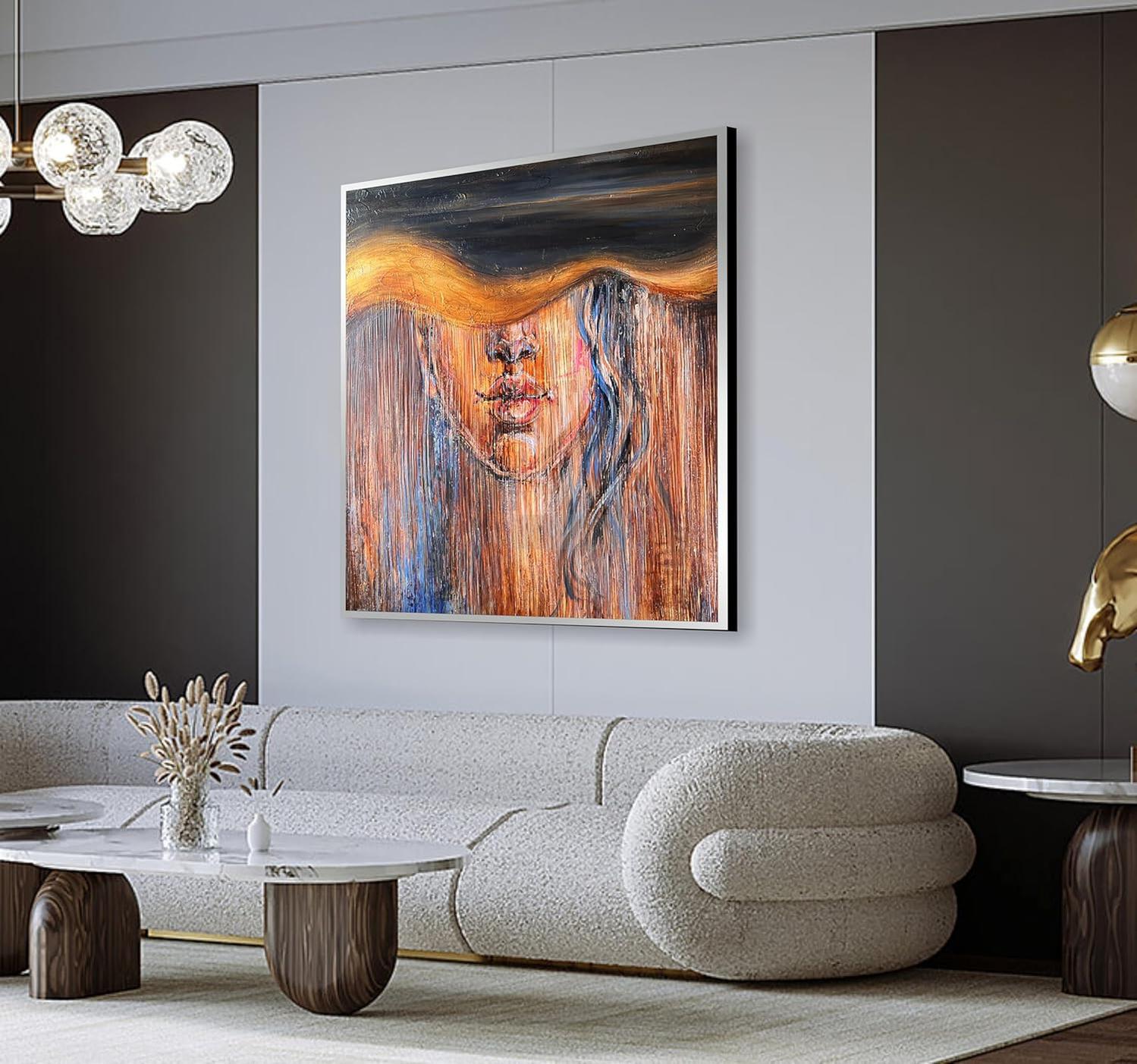 Abstract Face Painting Figurative Art Paintings On Canvas Woman Painting Acrylic Texture Wall Art Frame Modern Art Canvas-Painting-BEESARI