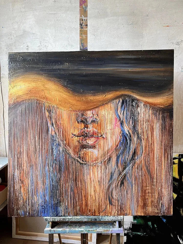 Abstract Face Painting Figurative Art Paintings On Canvas Woman Painting Acrylic Texture Wall Art Frame Modern Art Canvas-Painting-BEESARI