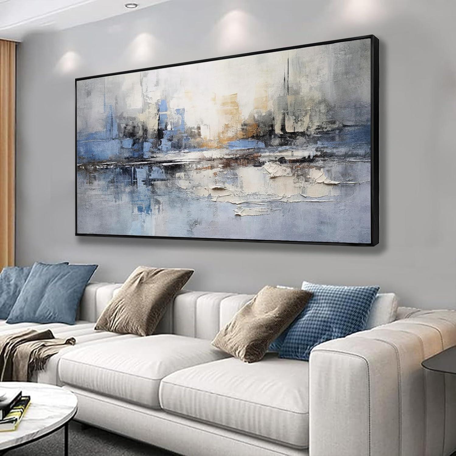 Abstract Landscape Blue and Gray White Modern Canvas Art Wall Decor-Painting-BEESARI