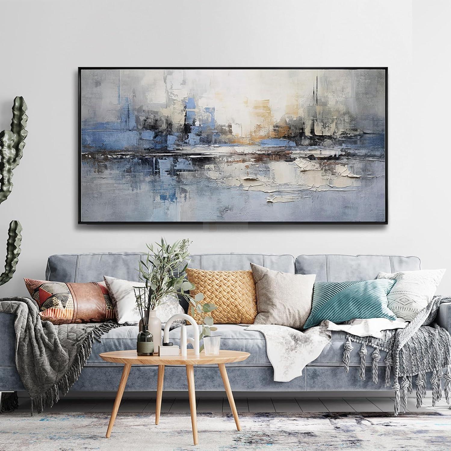 Abstract Landscape Blue and Gray White Modern Canvas Art Wall Decor-Painting-BEESARI