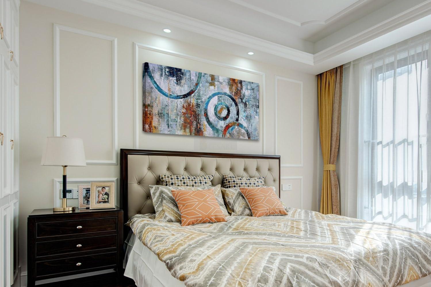 Abstract Wall Art Geometric Canvas Circle Block Painting Modern Grey Brown Artwork-Painting-BEESARI