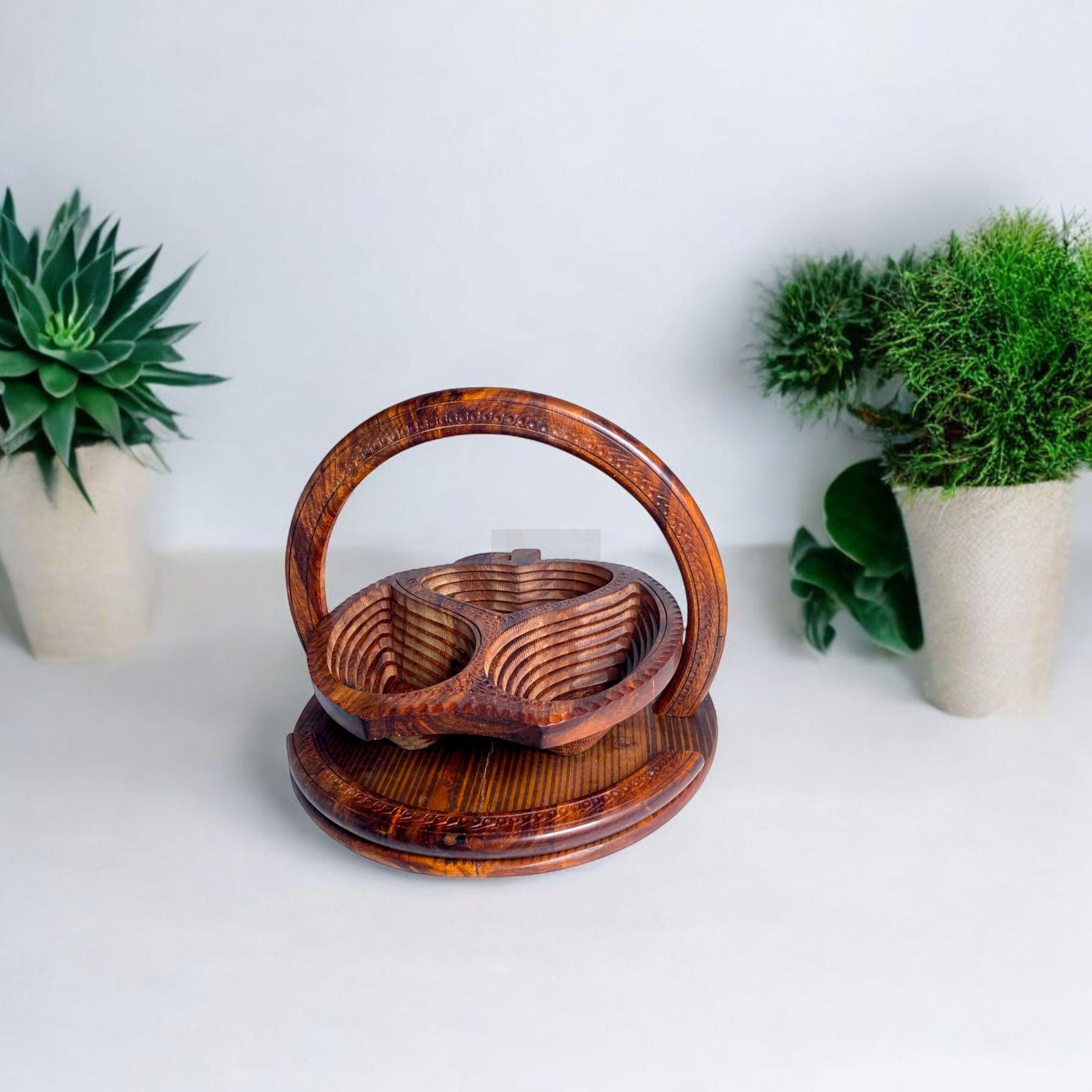 Apple Shape Round Three Portion Foldable Tray-Trays-BEESARI