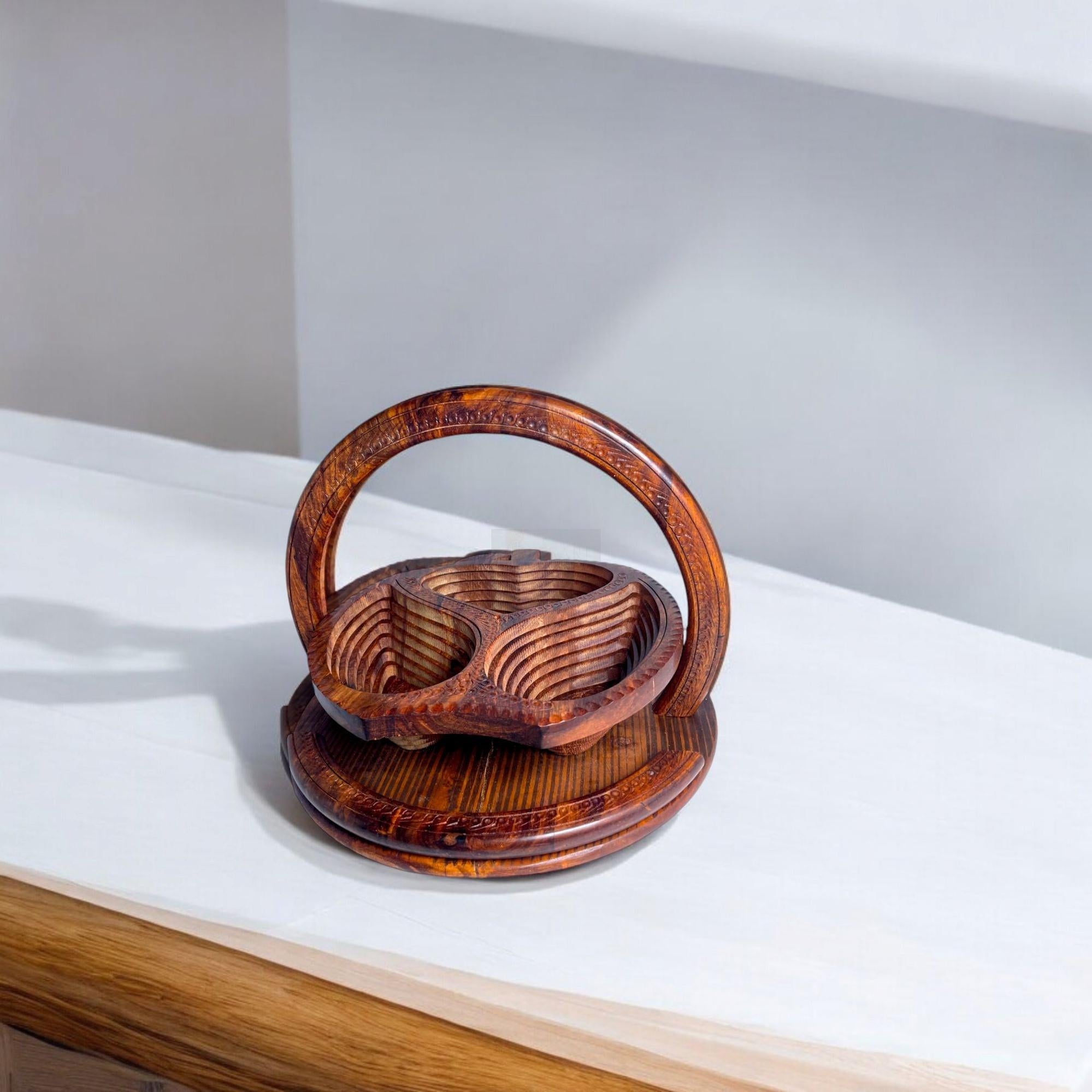 Apple Shape Round Three Portion Foldable Tray-Trays-BEESARI