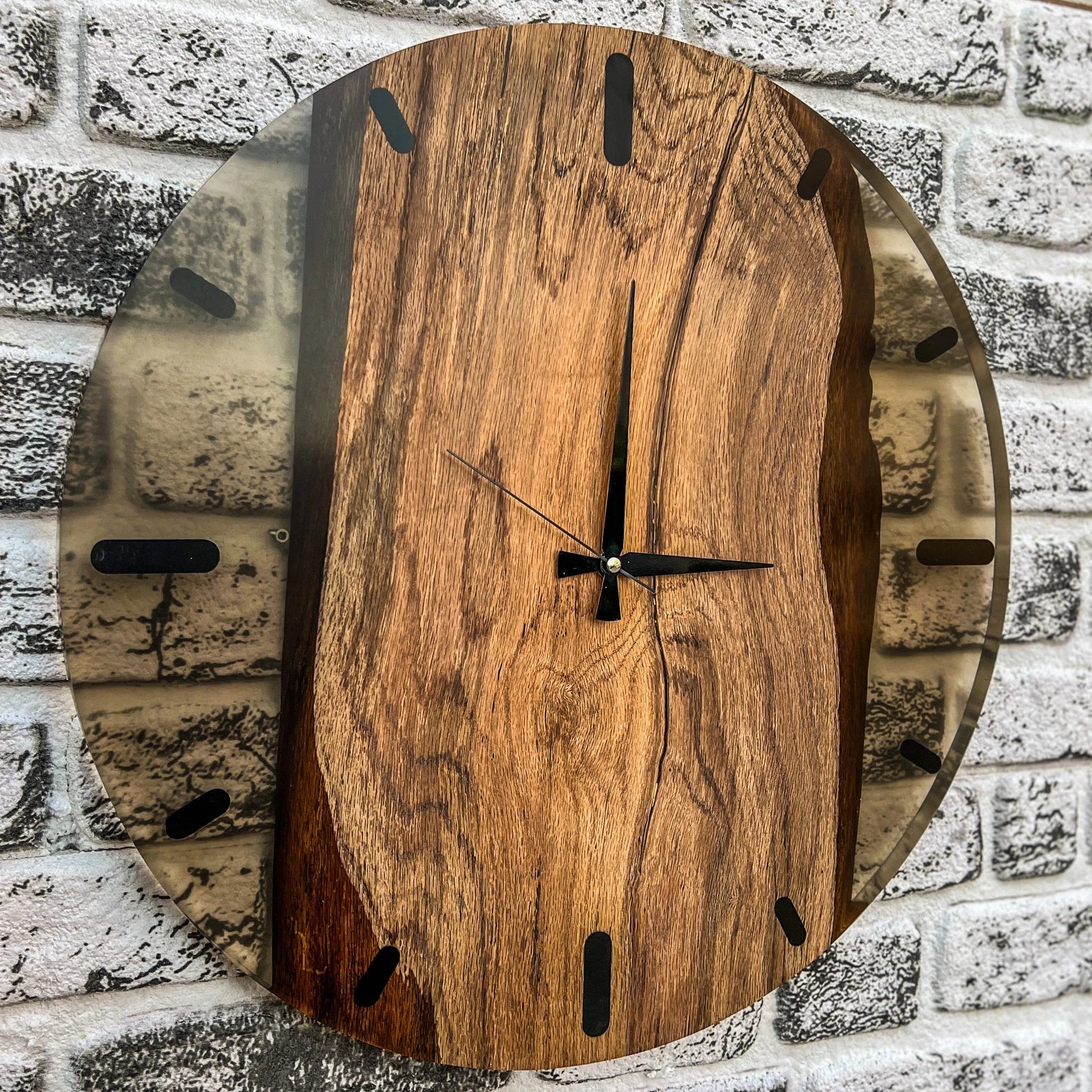 Big Wooden Clock with Resin Design - Large Epoxy Wall Clock, Rustic Rosewood Tree Wood Clock, Handmade Wooden Resin Clock for Home Décor, Customizable Epoxy Wooden Clock-Wall Clock-BEESARI