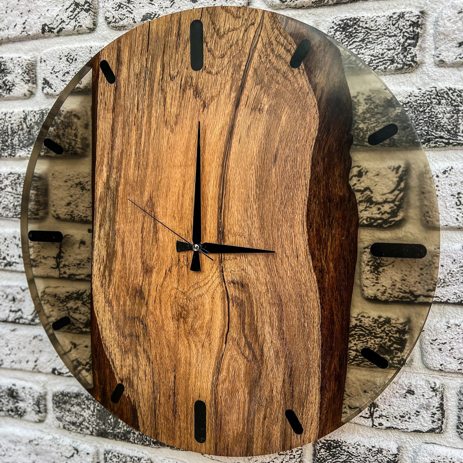 Big Wooden Clock with Resin Design - Large Epoxy Wall Clock, Rustic Rosewood Tree Wood Clock, Handmade Wooden Resin Clock for Home Décor, Customizable Epoxy Wooden Clock-Wall Clock-BEESARI