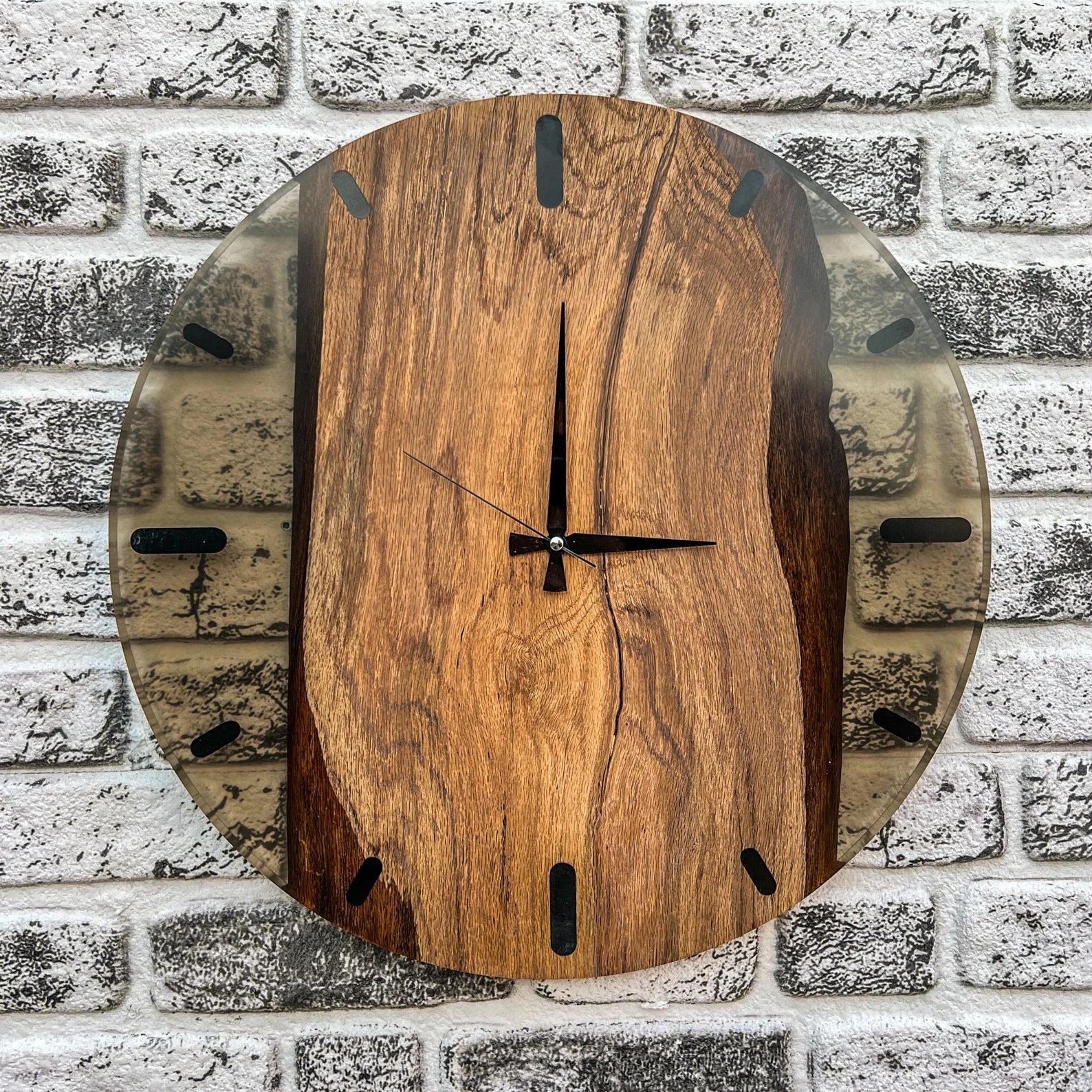 Big Wooden Clock with Resin Design - Large Epoxy Wall Clock, Rustic Rosewood Tree Wood Clock, Handmade Wooden Resin Clock for Home Décor, Customizable Epoxy Wooden Clock-Wall Clock-BEESARI
