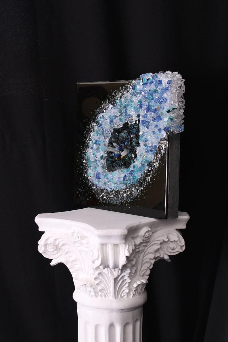 Black Resin Wall Art with Crystal Stone Accents-Wall Decor-BEESARI