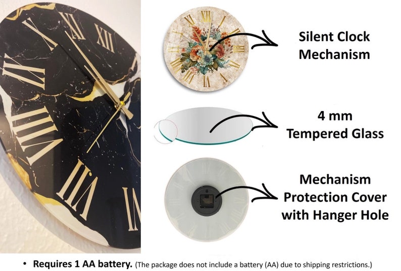 Black and Gold Resin Wall Clock - Elegant & Modern Design-Wall Clock-BEESARI
