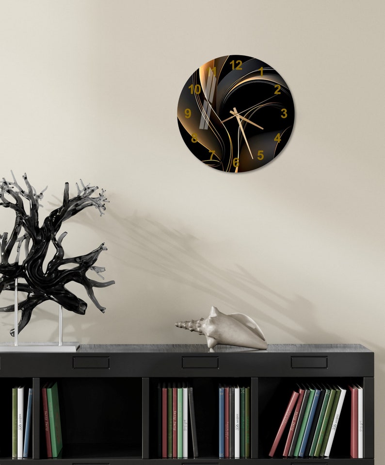 Black and Gold Resin Wall Clock - Elegant & Modern Design-Wall Clock-BEESARI