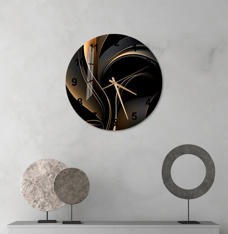 Black and Gold Resin Wall Clock - Elegant & Modern Design-Wall Clock-BEESARI