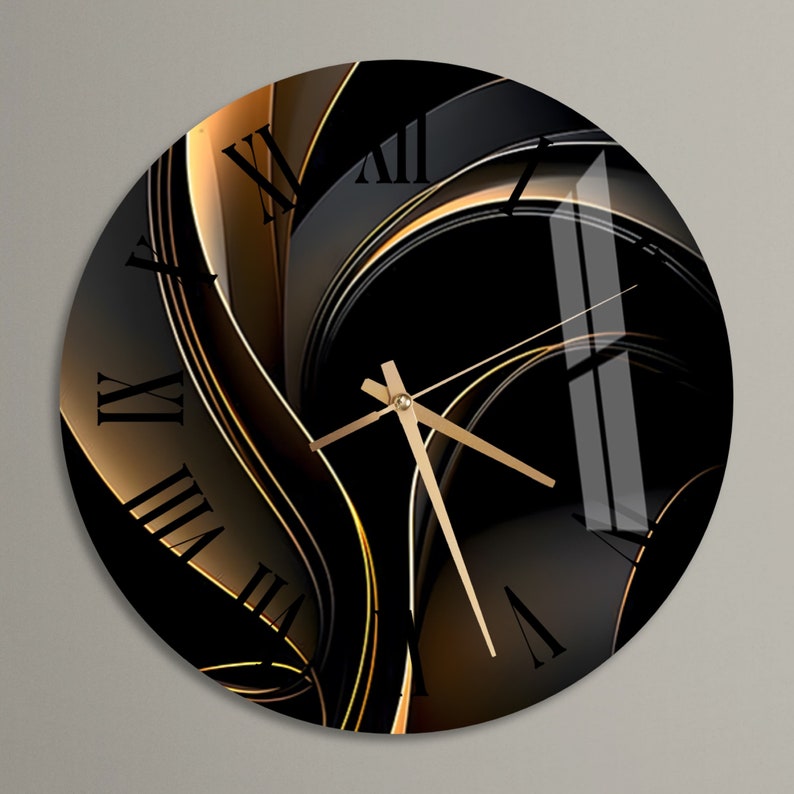 Black and Gold Resin Wall Clock - Elegant & Modern Design-Wall Clock-BEESARI