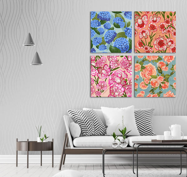 Bunch of Flowers Colorful (4 Panel) Floral Wall Art