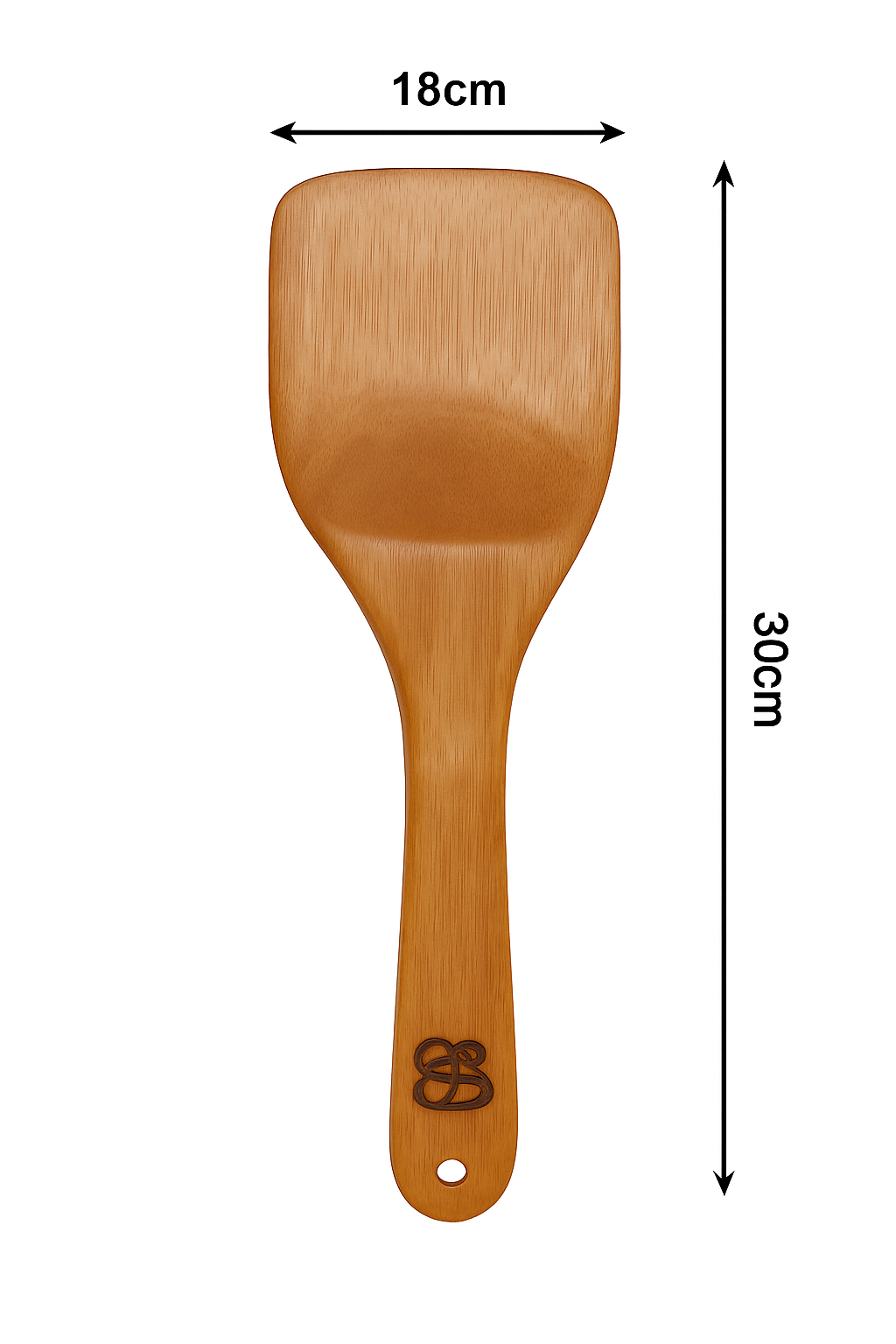 Non-Polished Chemical-Free Wooden Spatula – Handmade, Natural Finish, Engraved Handle, Eco-Friendly, Safe for Nonstick & Cast Iron Cookware