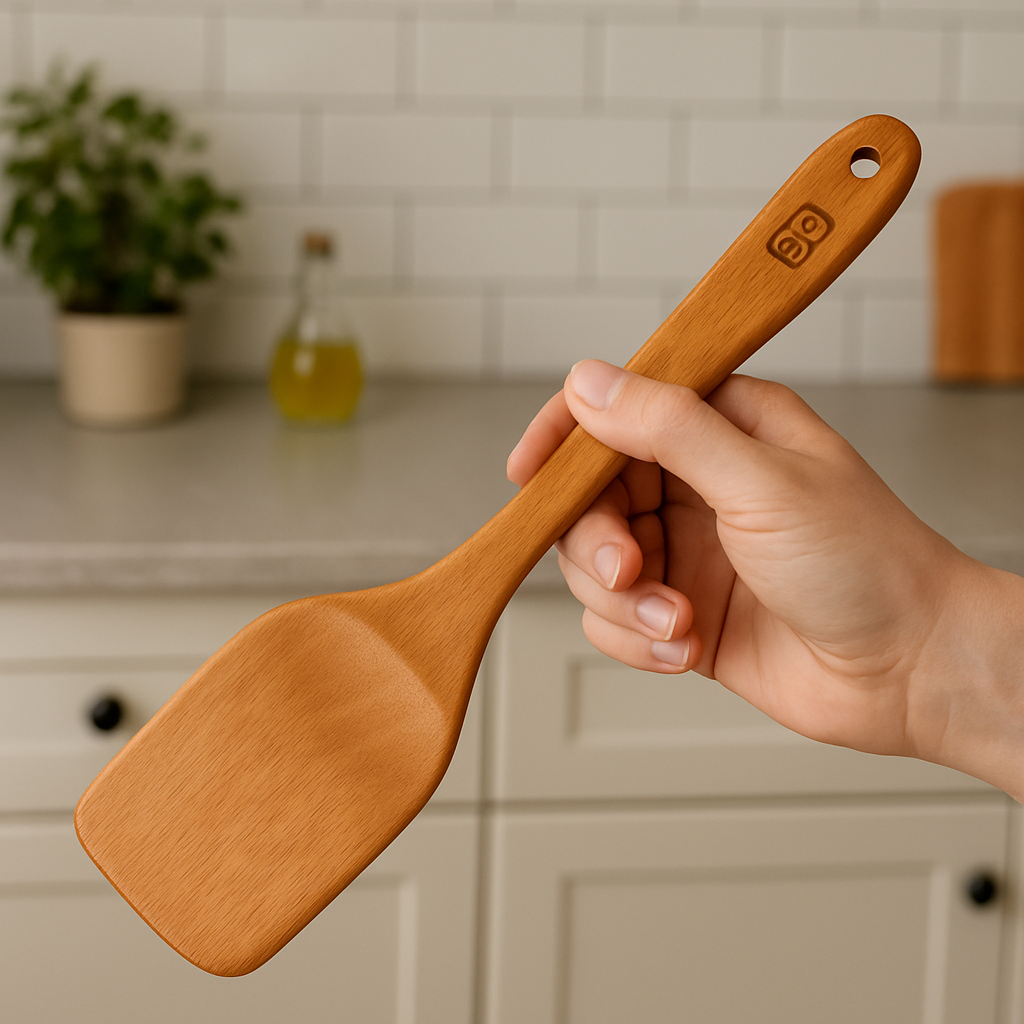 Non-Polished Chemical-Free Wooden Spatula – Handmade, Natural Finish, Engraved Handle, Eco-Friendly, Safe for Nonstick & Cast Iron Cookware