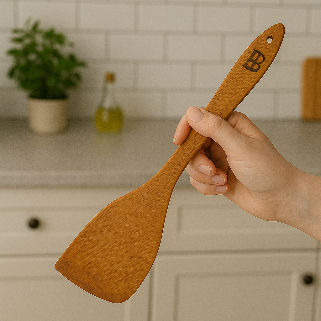 Non-Polished Handmade Wooden Spatula – Chemical-Free, Natural Wood Kitchen Utensil for Stirring, Frying, and Safe Use on Nonstick & Cast Iron Cookware