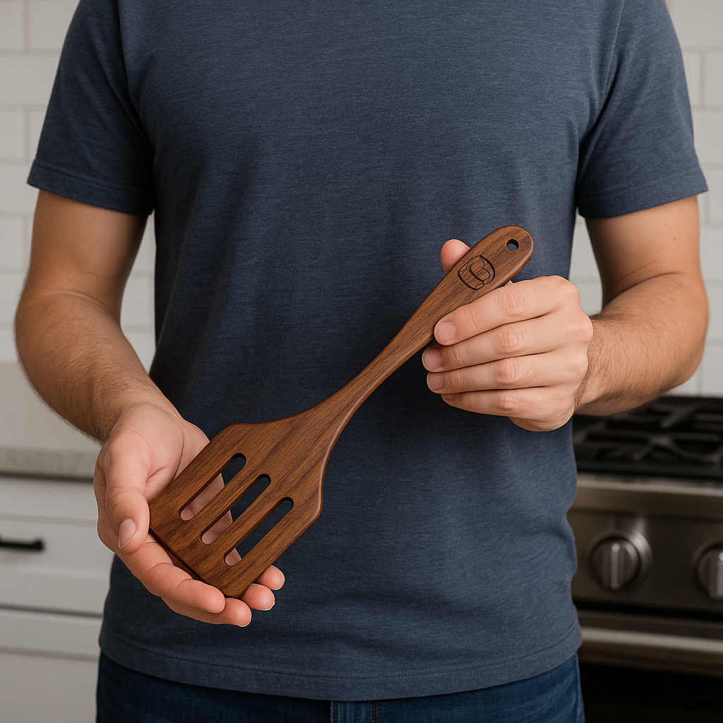 Handcrafted Non-Polished Rosewood Slotted Spatula – Chemical Free, Eco-Friendly Turner for Frying, Flipping & Safe Cooking