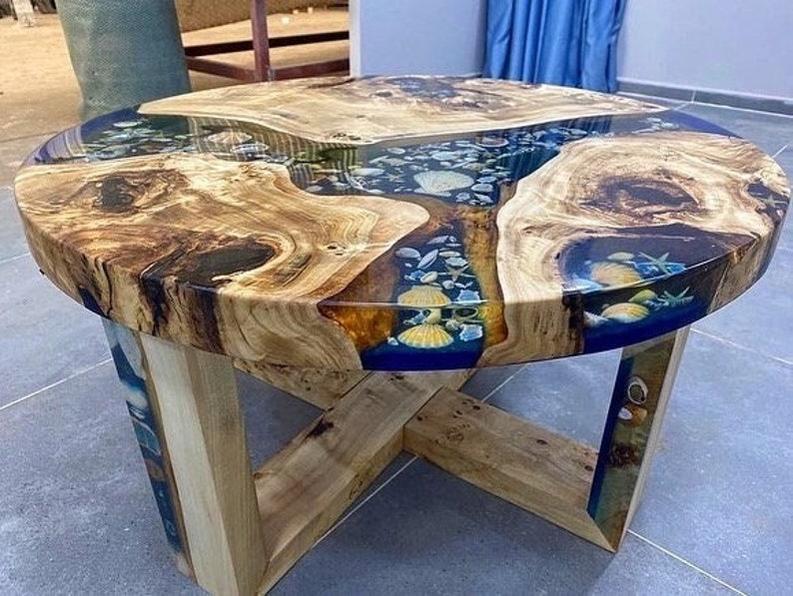 Custom Rosewood Live Edge River Blue Resin Epoxy Table - Handcrafted Luxury Furniture-Tables-BEESARI