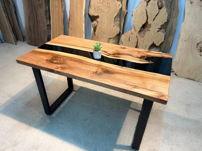 Custom Table - Handmade Live Edge Rosewood Slab with Resin Epoxy-Tables-BEESARI