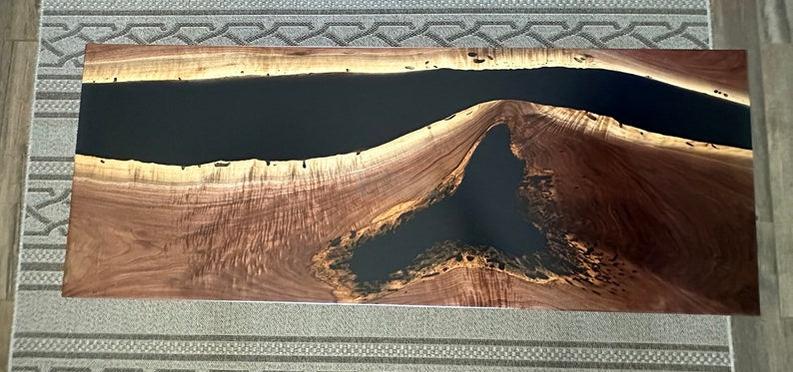 Custom Table - Handmade Live Edge Rosewood Slab with Resin Epoxy-Tables-BEESARI