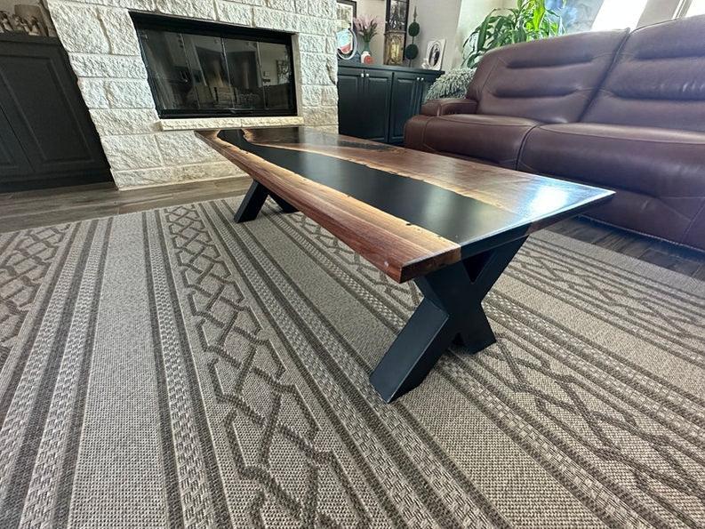 Custom Table - Handmade Live Edge Rosewood Slab with Resin Epoxy-Tables-BEESARI