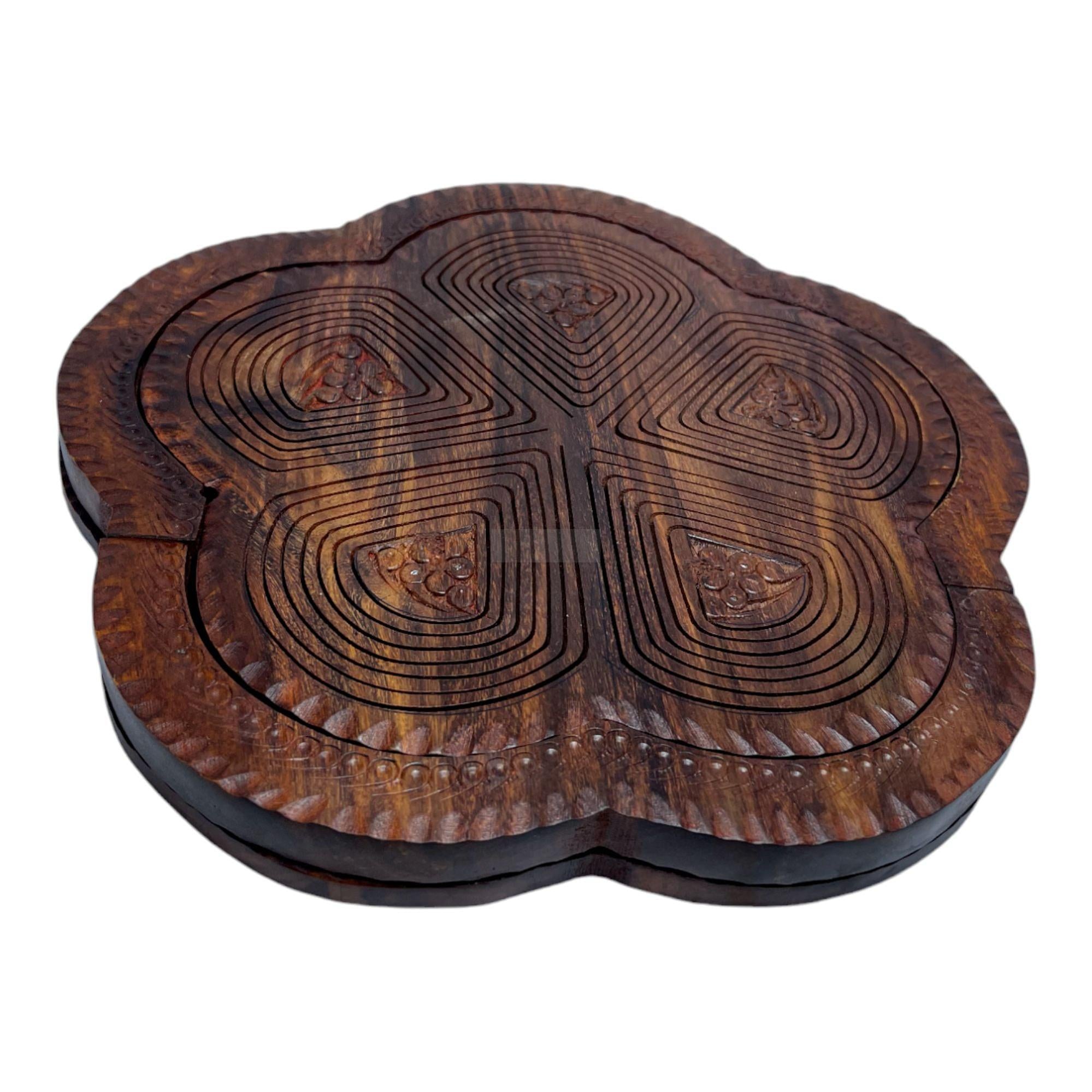 Decorative Foldable Rosewood Tray for Dry Fruits-Trays-BEESARI