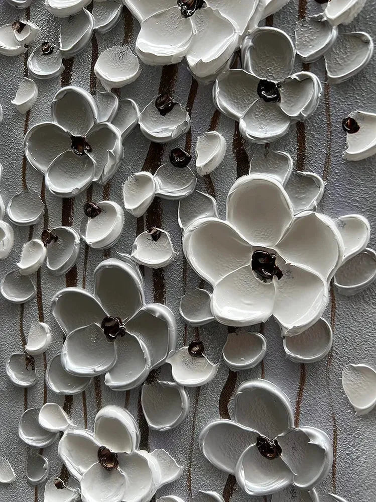 Epicler Modern Art Oil Painting, White Flower Wall Art Painting, Abstract Canvas Wall Art for Home Wall Decoration-Painting-BEESARI