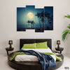 Full Moon on Tropical Beach (4 Panel) Landscape Wall Art