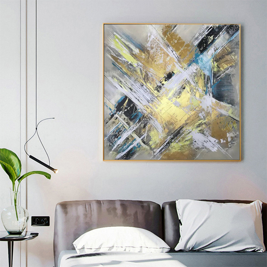 Gold Abstract Painting Large Yellow Abstract Painting
