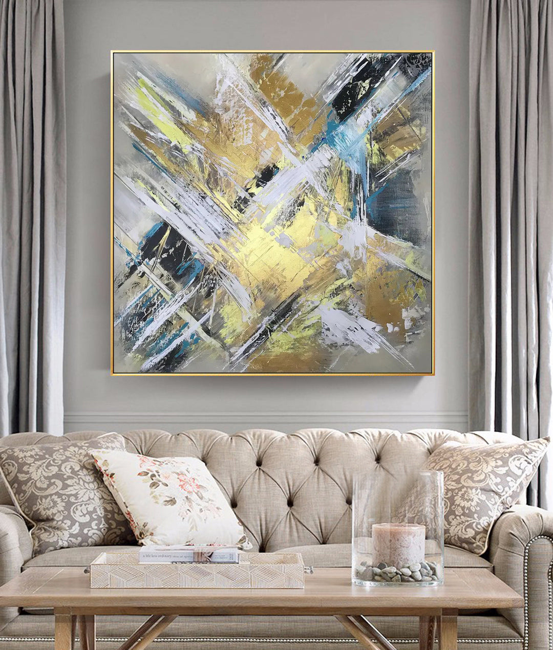 Gold Abstract Painting Large Yellow Abstract Painting