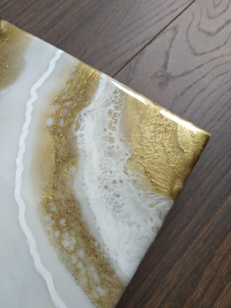Golden Waves: White & Gold Resin Art for Modern Spaces-Wall Decor-BEESARI