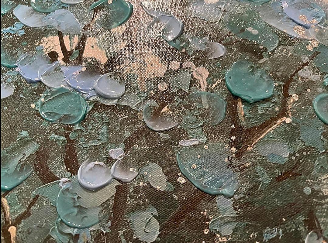 Hand-Painted Tree Canvas Wall Art Teal Tree of Life Landscape Painting Modern Nature Painting, Abstract Blue Artwork for Living Room Bedroom Bathroom Dinning Room Home Office Wall Decor-Painting-BEESARI