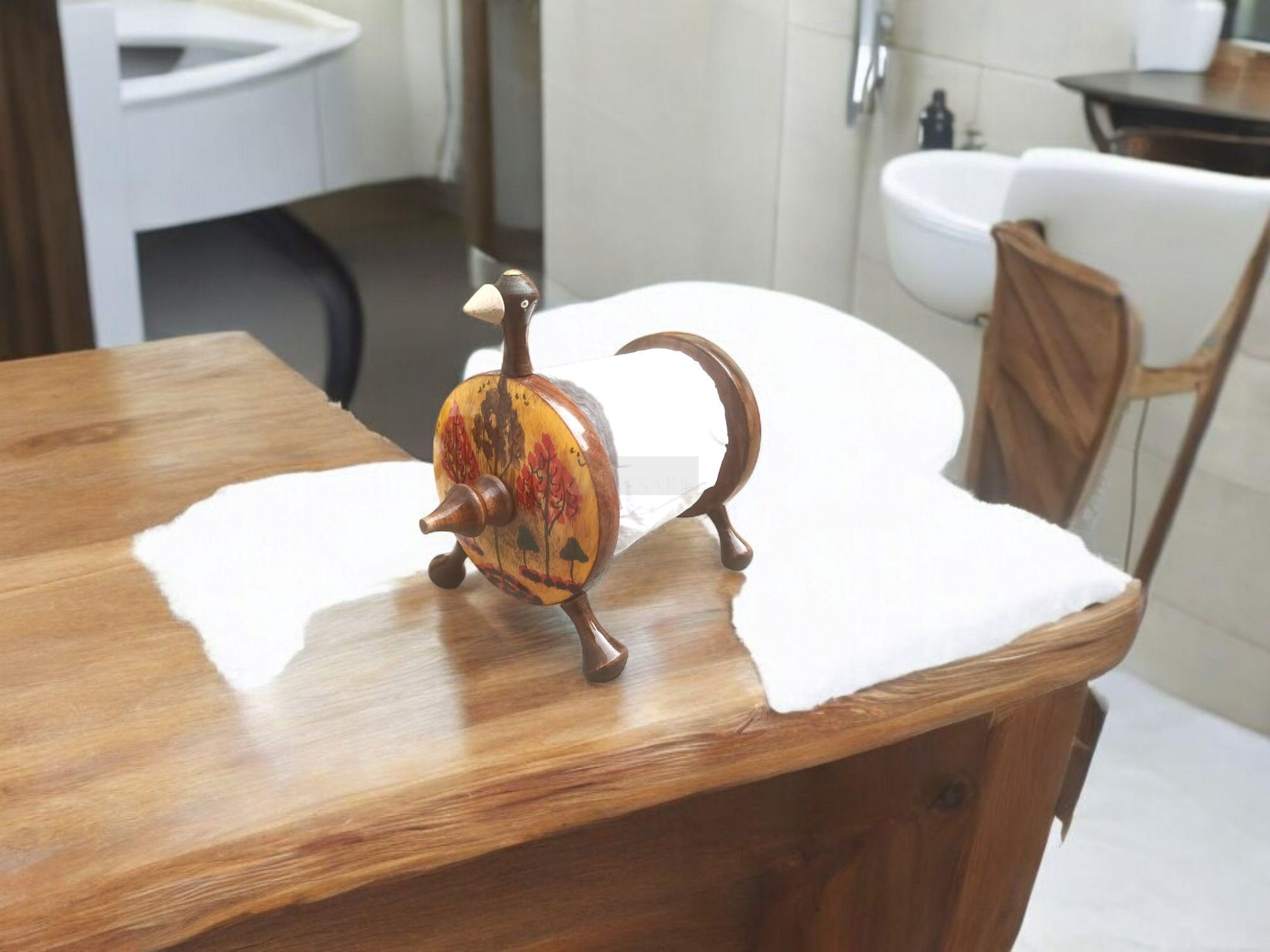 Hand Painted Wooden Tissue Roll Stand-Organizer-BEESARI