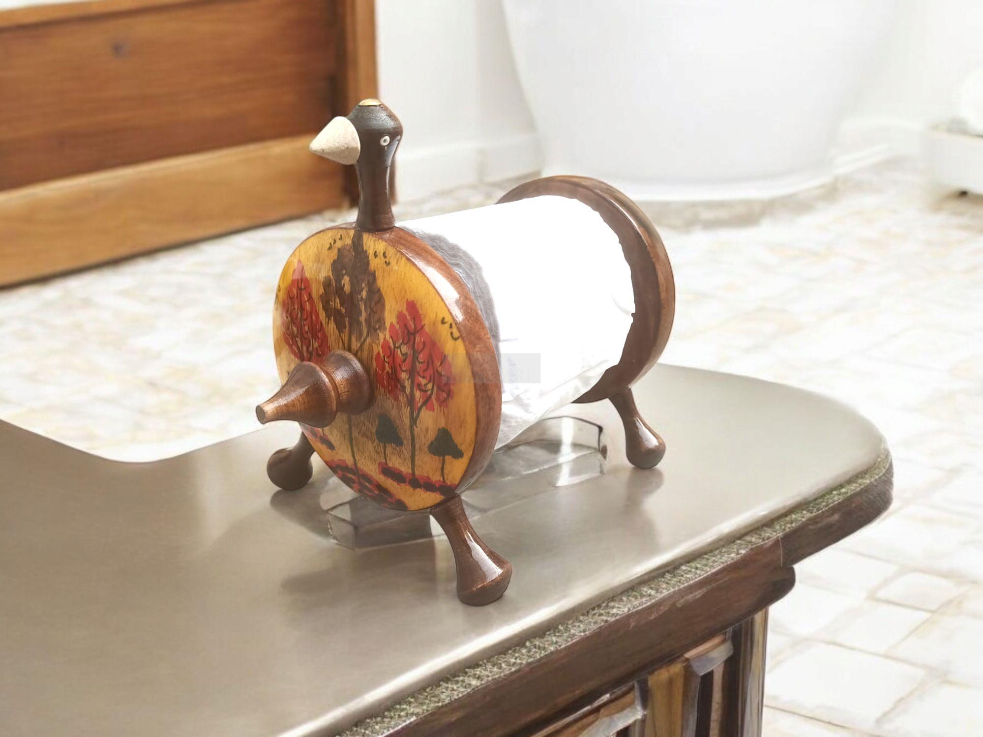 Hand Painted Wooden Tissue Roll Stand-Organizer-BEESARI