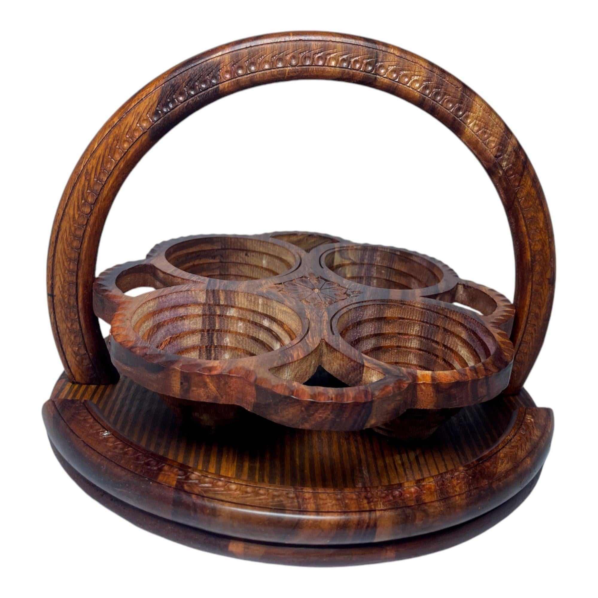 Handcrafted 4 Portion Round Foldable Tray-Trays-BEESARI