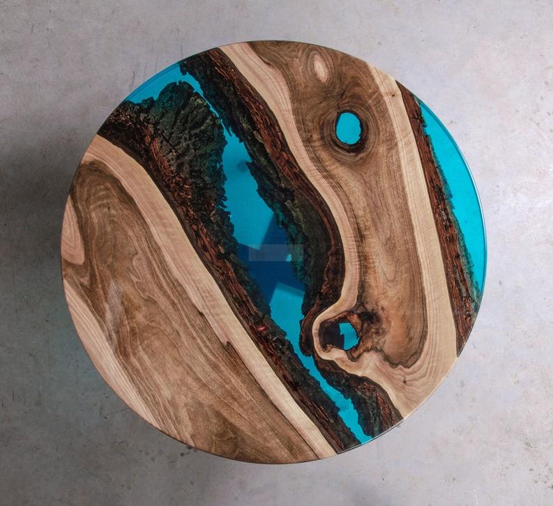 Handcrafted Live Edge Epoxy Resin Coffee Table - Custom Artisanal Design-Tables-BEESARI