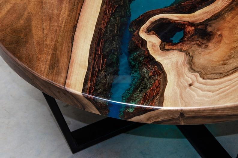 Handcrafted Live Edge Epoxy Resin Coffee Table - Custom Artisanal Design-Tables-BEESARI