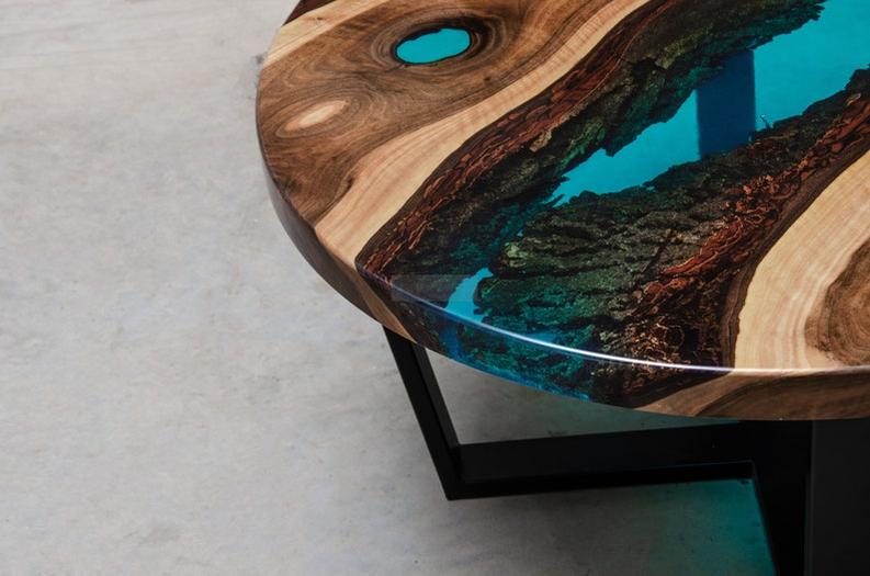Handcrafted Live Edge Epoxy Resin Coffee Table - Custom Artisanal Design-Tables-BEESARI