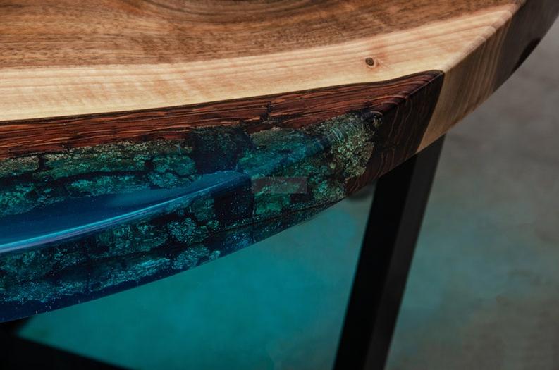 Handcrafted Live Edge Epoxy Resin Coffee Table - Custom Artisanal Design-Tables-BEESARI