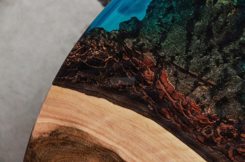 Handcrafted Live Edge Epoxy Resin Coffee Table - Custom Artisanal Design-Tables-BEESARI