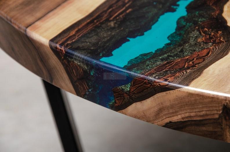 Handcrafted Live Edge Epoxy Resin Coffee Table - Custom Artisanal Design-Tables-BEESARI