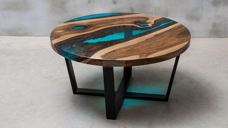 Handcrafted Live Edge Epoxy Resin Coffee Table - Custom Artisanal Design-Tables-BEESARI