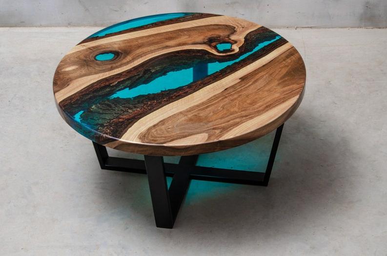 Handcrafted Live Edge Epoxy Resin Coffee Table - Custom Artisanal Design-Tables-BEESARI