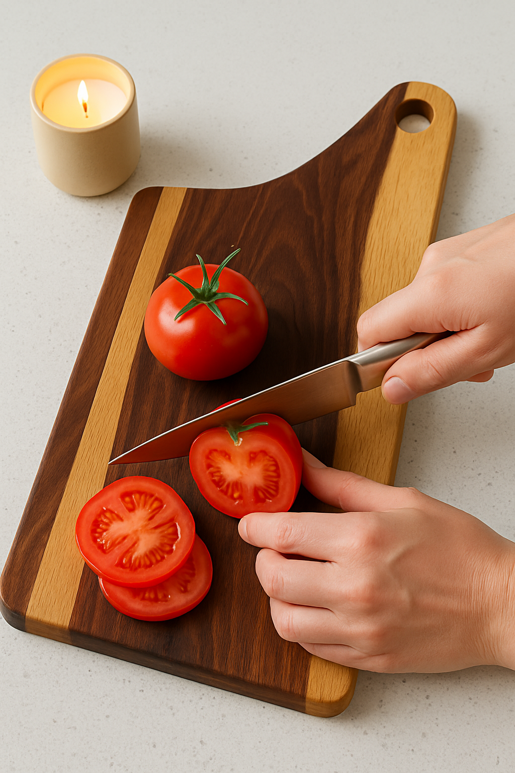 Handcrafted Rosewood Cutting Board with Curved Handle – Stylish Cheese Board for Serving, Chopping, and Modern Kitchen Décor